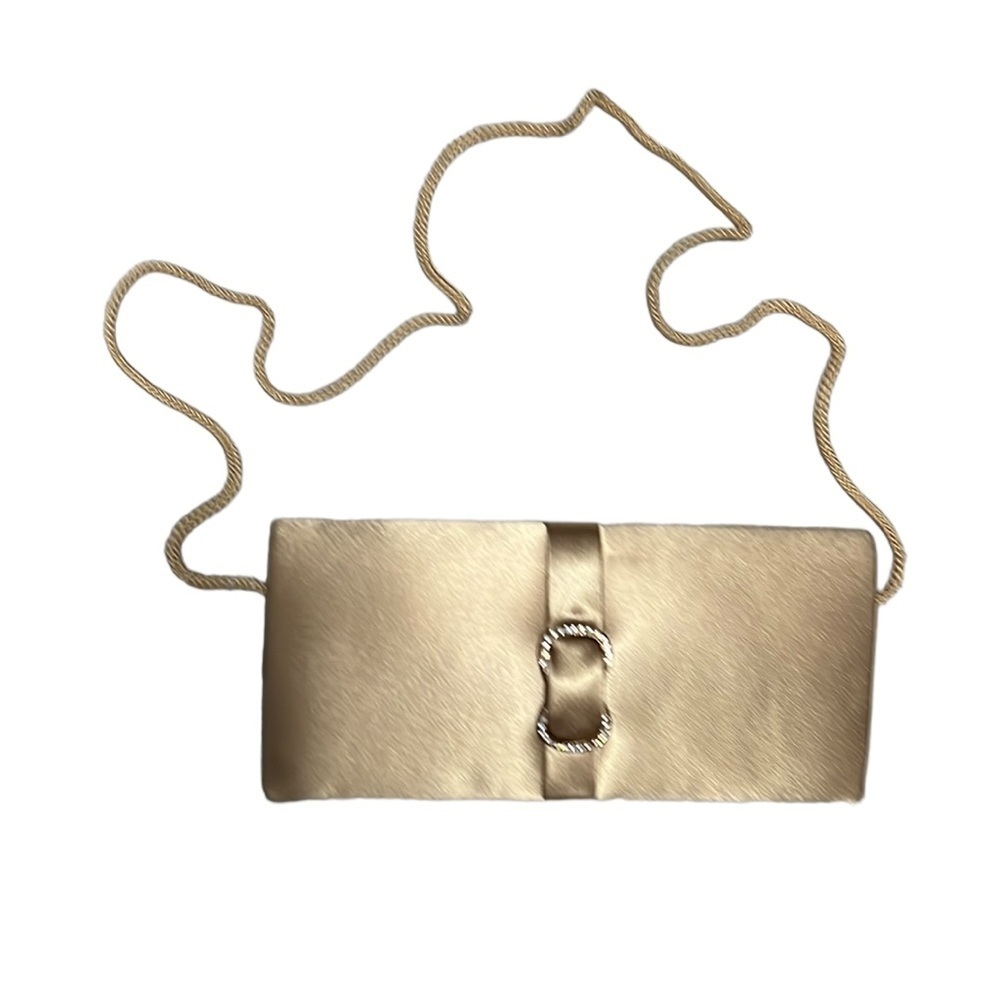 Elka NWT Gold Satin Crossbody Evening Bag